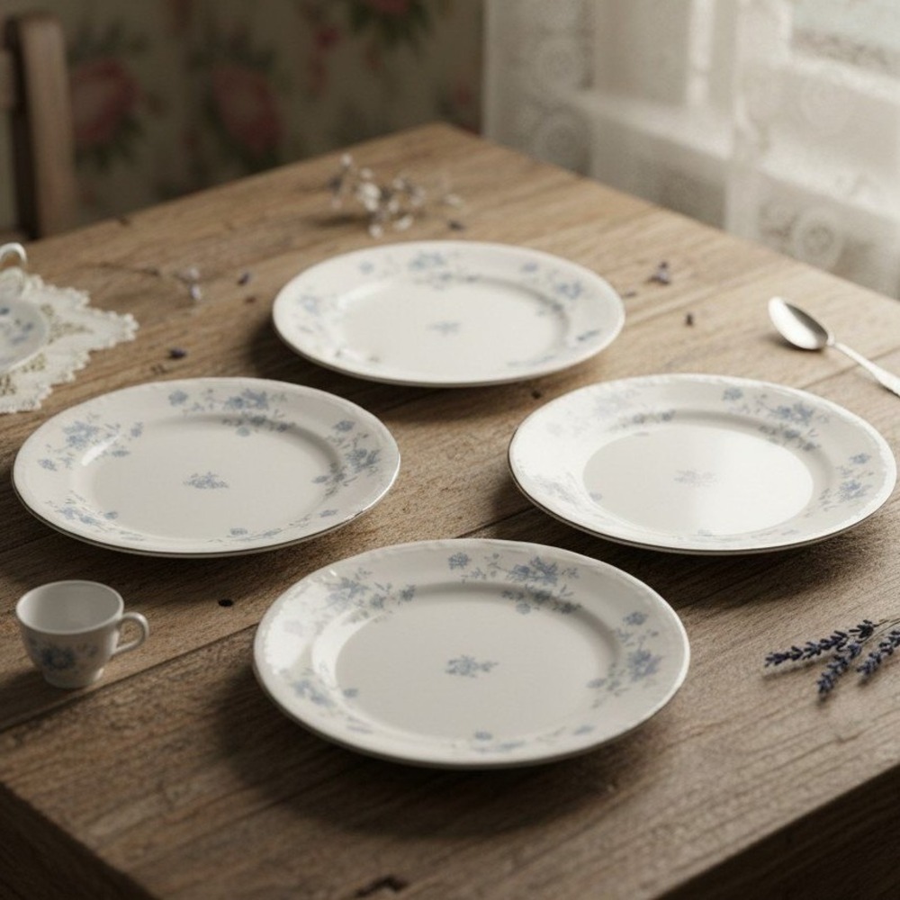 Johann Haviland Blue Garland Bread Plates 6 1/4" Set Of 4 Bavaria Germany